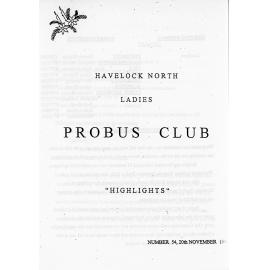 Ladies Probus Club of Havelock North "Highlights" Number 54. 20 November 1995