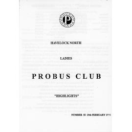 Ladies Probus Club of Havelock North "Highlights" Number 55. 19 February 1996