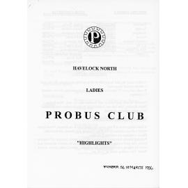 Ladies Probus Club of Havelock North "Highlights" Number  56. 18 March 1996