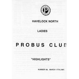 Ladies Probus Club of Havelock North "Highlights" Number 66. 17 March 1997