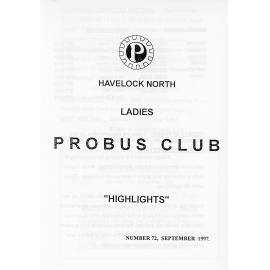 Ladies Probus Club of Havelock North "Highlights" Number 72. September 1997