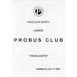 Ladies Probus Club of Havelock North "Highlights" Number 99. 17 July 2000
