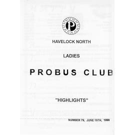 Ladies Probus Club of Havelock North "Highlights" Number 79. 15 June 1998
