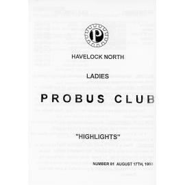 Ladies Probus Club of Havelock North "Highlights" Number 81. 17 August 1998