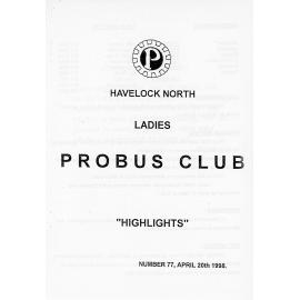 Ladies Probus Club of Havelock North "Highlights" Number 77. 20 April 1998