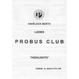 Ladies Probus Club of Havelock North "Highlights" Number 76. 16 March 1998