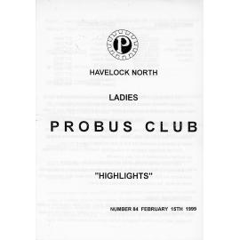 Ladies Probus Club of Havelock North "Highlights" Number 92. 15 February 1999