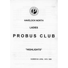 Ladies Probus Club of Havelock North "Highlights" Number 86. 19 April 1999