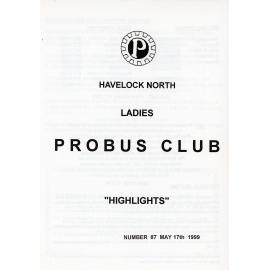 Ladies Probus Club of Havelock North "Highlights" Number 87. 17 May 1999