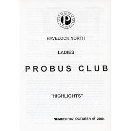 Ladies Probus Club of Havelock North "Highlights" Number 102. 17 October 2000