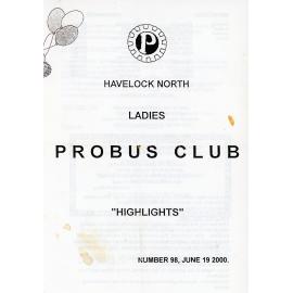 Ladies Probus Club of Havelock North "Highlights" Number 98. 19 June 2000