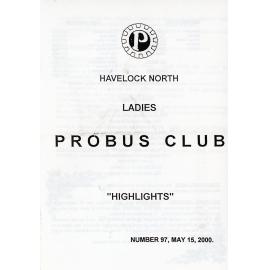 Ladies Probus Club of Havelock North "Highlights" Number 97. 15 May 2000