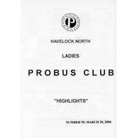 Ladies Probus Club of Havelock North "Highlights" Number 95. 20 March 2000