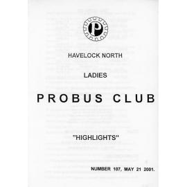 Ladies Probus Club of Havelock North "Highlights" Number 107. 21 May 2001
