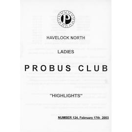 Ladies Probus Club of Havelock North "Highlights" Number 124. 17 February 2003