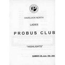 Ladies Probus Club of Havelock North "Highlights" Number 128. 16 June 2003