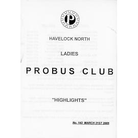 Ladies Probus Club of Havelock North "Highlights" Number 143. 21 March 2005