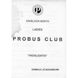 Havelock North Probus Club "Highlights", Number 157, 18 September 2006