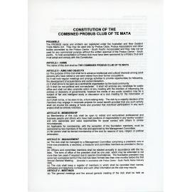 Constitution and By-Laws of the Combined Probus Club of Te Mata