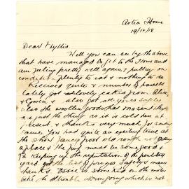 Letter from Roy Wellwood to Phyllis Wellwood