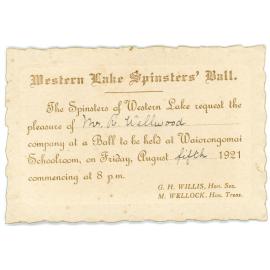 Invitation to Western Lake Spinsters' Ball