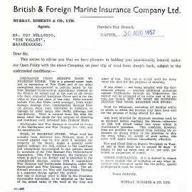 British & Foreign Marine Insurance Company Letter