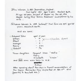 Brief History of the Warren Family