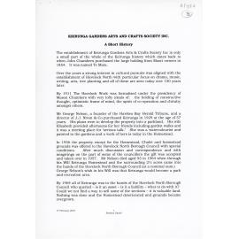 Keirunga Gardens Arts and Crafts Society Inc. A Short History