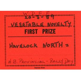 WDFF Certificate: Vegetable Novelty