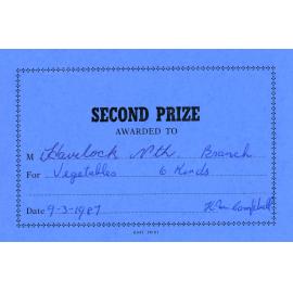 WDFF Certificate: Vegetables 6 Kinds