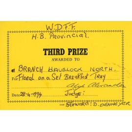 WDFF Certificate: Floral on Set Breakfast Tray