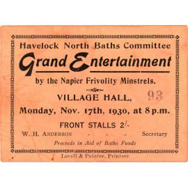 Havelock North Baths Committee Ticket