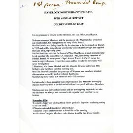 50th Annual Report, Havelock North Branch WDFF