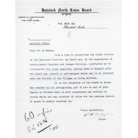 Letter from Havelock North Borough Council
