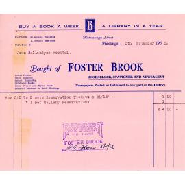 Foster Brook Receipt for Ballantyne Recital