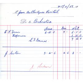 Invoice for Orchestra Recital 