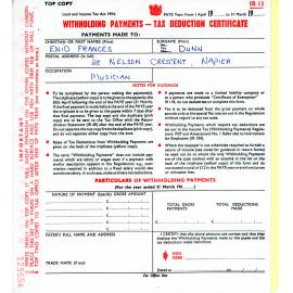 Tax Deduction Certificate for Enid Dunn