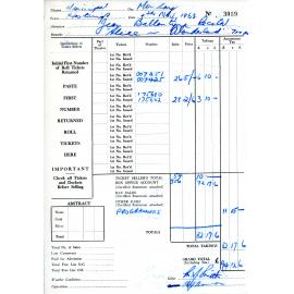 Municipal Theatre Ticket Sales Record for Alice in Wonderland