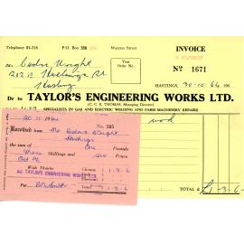 Taylor's Engineering Works Ltd Invoice