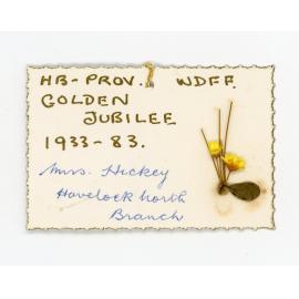 Name Tag Hawkes Bay Provincial Golden Jubilee WDFF