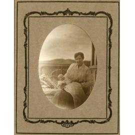 Christmas Card with Portrait of Woman and Baby