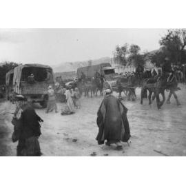 Army Trucks on the Road in Egypt, WWI