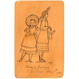 Sketch of Girls With Dolls