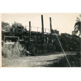 Bank with Wooden Structures