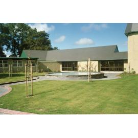 Building and Fountain
