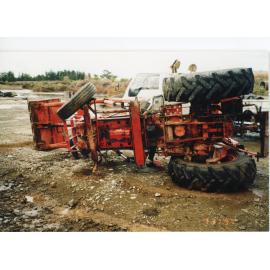 An overturned tractor