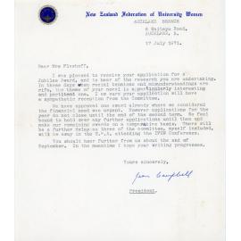 Letter from Jean Campbell