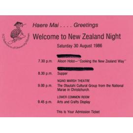 Ticket for "Welcome to New Zealand Night"