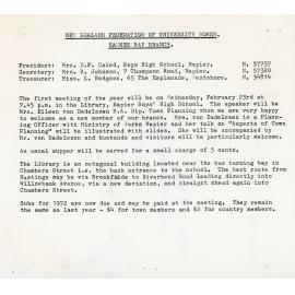 New Zealand Federation of University Women Notice of Meeting - Hawke's Bay Branch