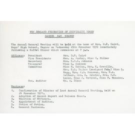 New Zealand Federation of University Women - Notice of AGM 1972